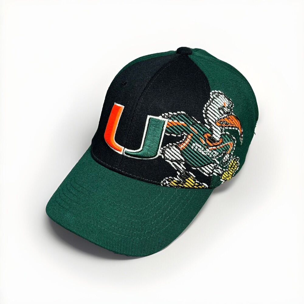 Miami Hurricanes Hat Top Of The World One Fit Embroidered Stretch Cap Vintage